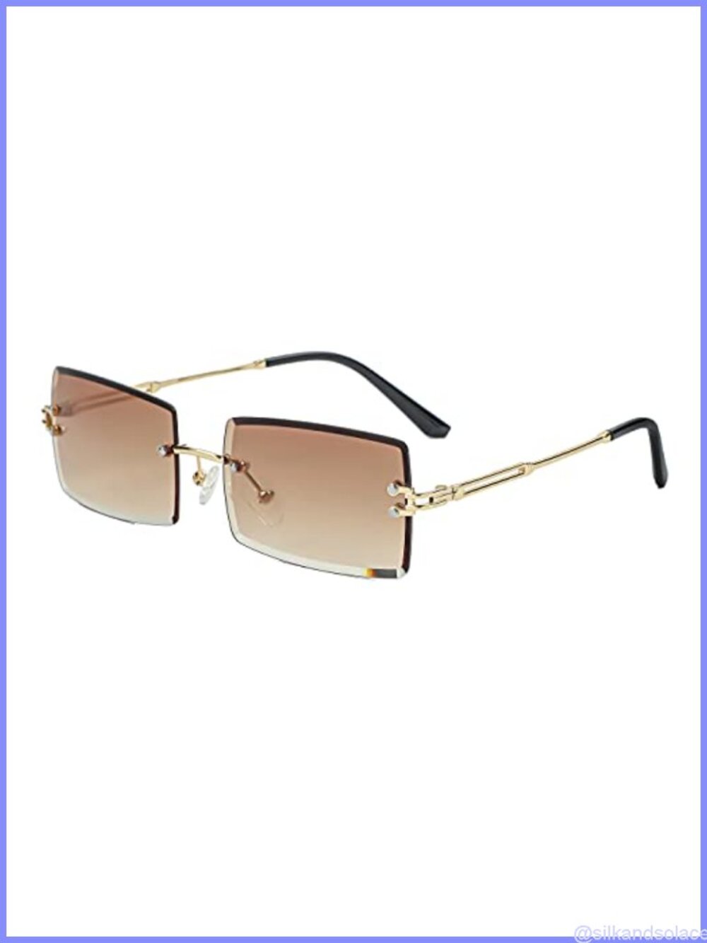 Rimless Rectangle Sunglasses UV400 Gradient Lens Metal Hinges Anti-Glare Unisex